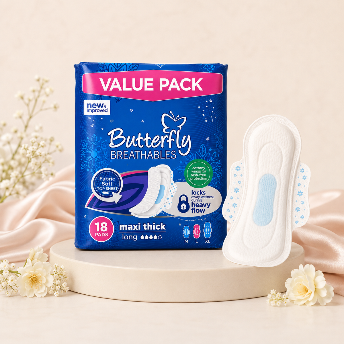 Butterfly Breathables Maxi Thick Pads – Value Pack